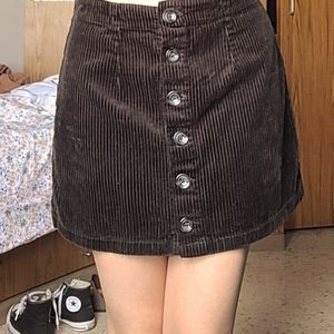 Corduroy Front Button Skirt